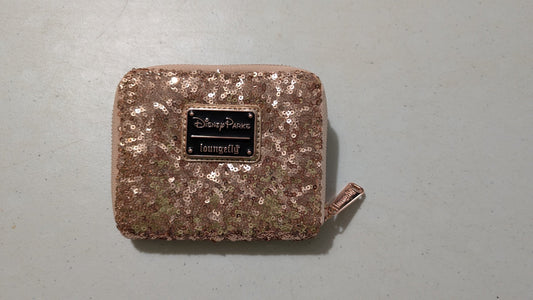 Disney Parks Rose Gold Sequin Wallet from Loungefly - 2018 Accessory (Sequins, Faux Leather Wallet, Sequins, Disney Parks, Rose Gold)