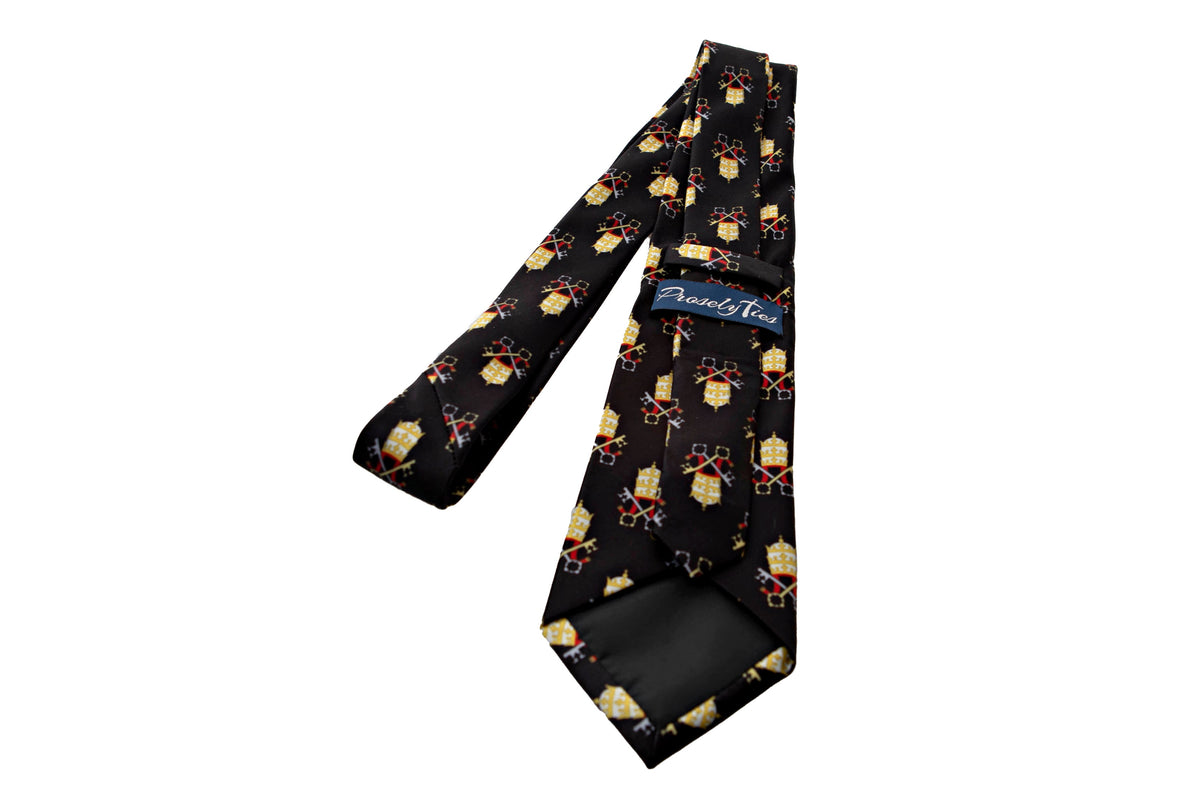 Papal Tiara and Keys Necktie Black