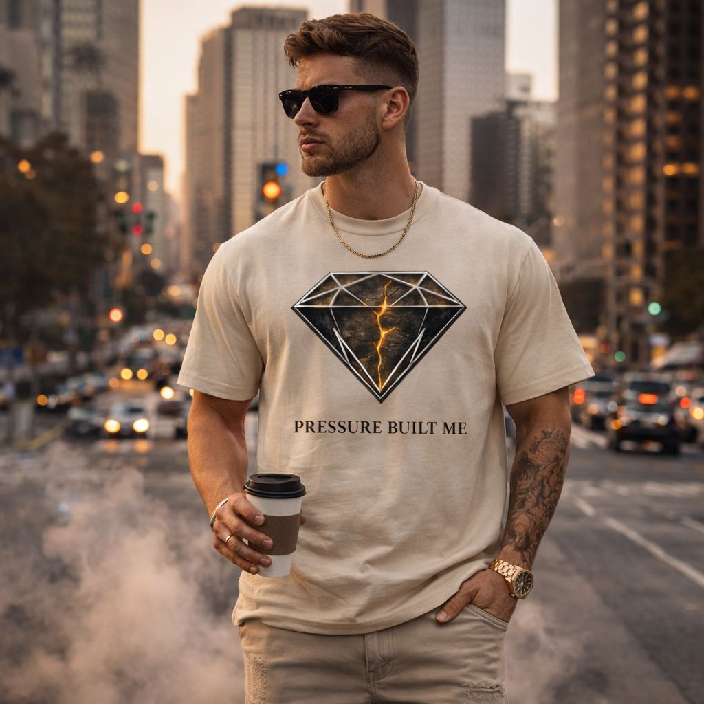 Pressure Built Me Diamond Tee – Luxury Streetwear Resilience Graphic Shirt