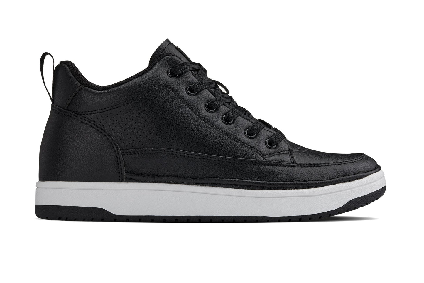 CALTO - Q271  - 2 Inches Taller (Black Noir) - Elevated Leatherette Micro-Perforated Sneakers