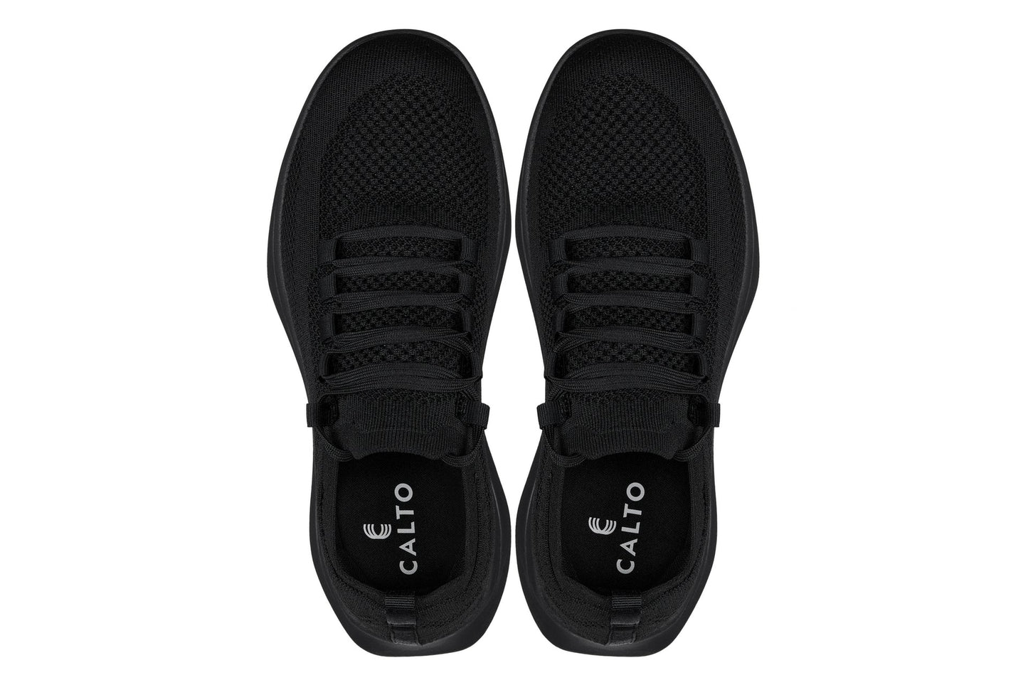 CALTO - QA060 - 2.4 Inches Taller (Black/Black Sole) - Lightweight Knitted Sneakers