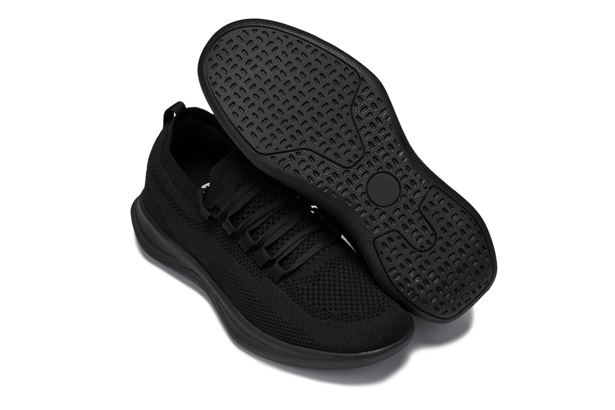 CALTO - QA060 - 2.4 Inches Taller (Black/Black Sole) - Lightweight Knitted Sneakers