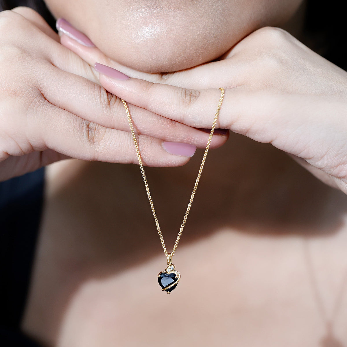 Certified 2.4 Carat Lab Grown Black Diamond Heart Necklace