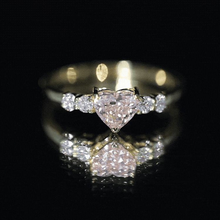 IGI Certified 1 Carat Lab Grown Pink and White Diamond Heart Promise Ring for Her