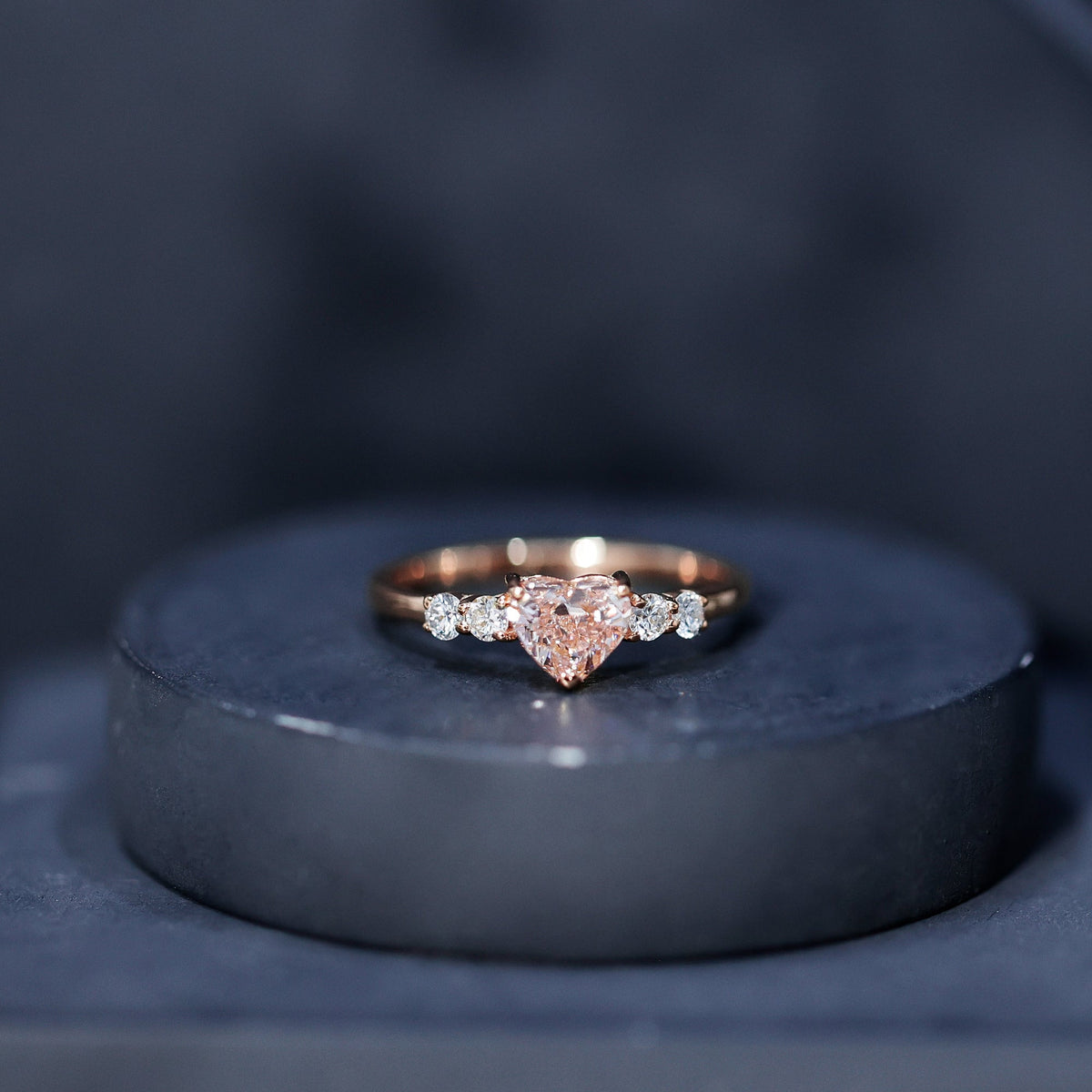 IGI Certified 1 Carat Lab Grown Pink and White Diamond Heart Promise Ring for Her