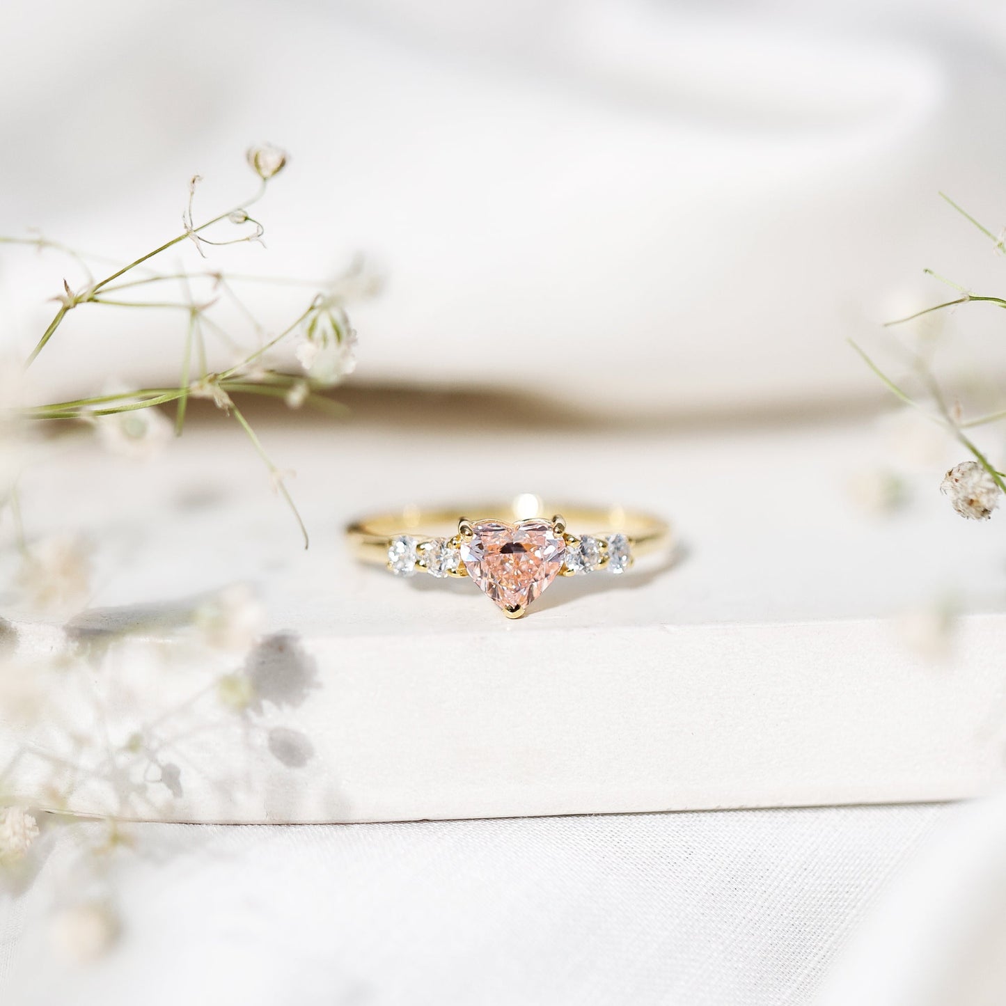 IGI Certified 1 Carat Lab Grown Pink and White Diamond Heart Promise Ring for Her