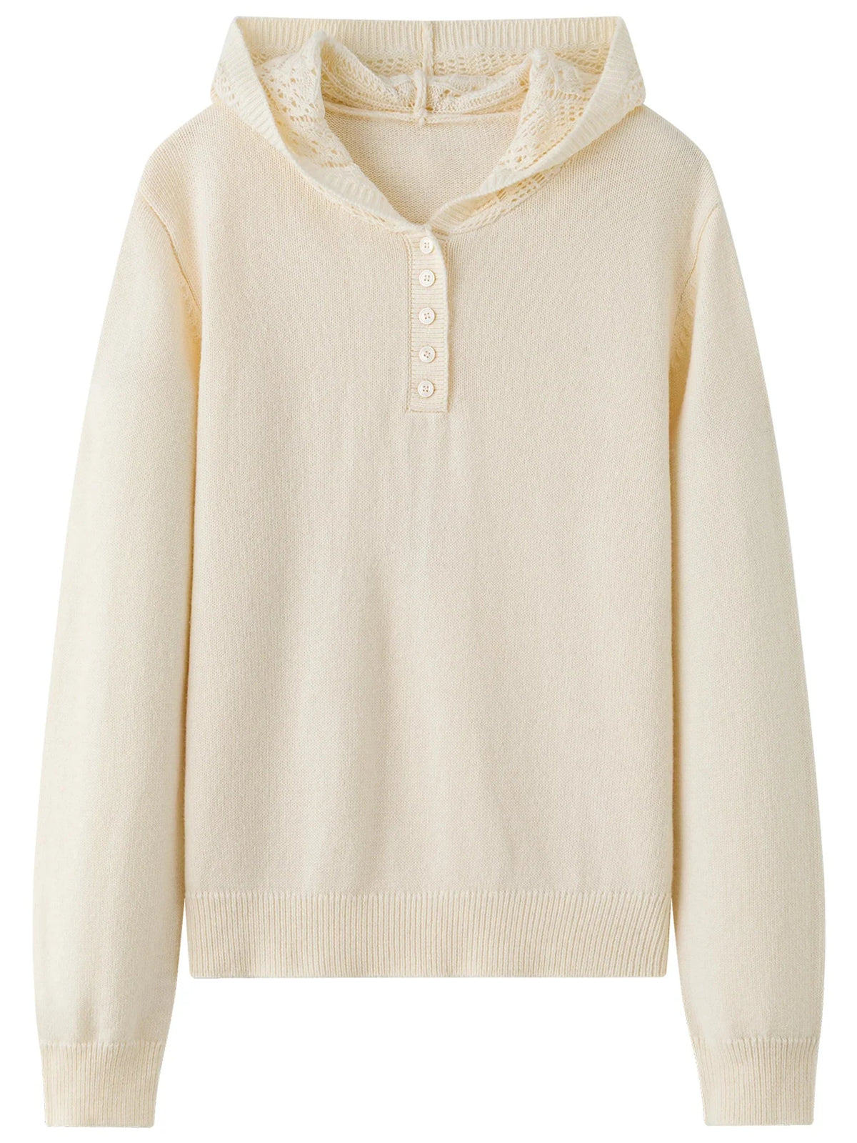 Winter Openwork Hooded Sweater Elegant Knit Pullover