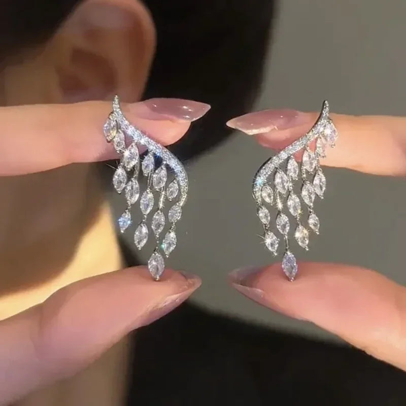 Elegant Crystal Drop Earrings for Bridal - Fashion Dangle Jewelry | Femstylo