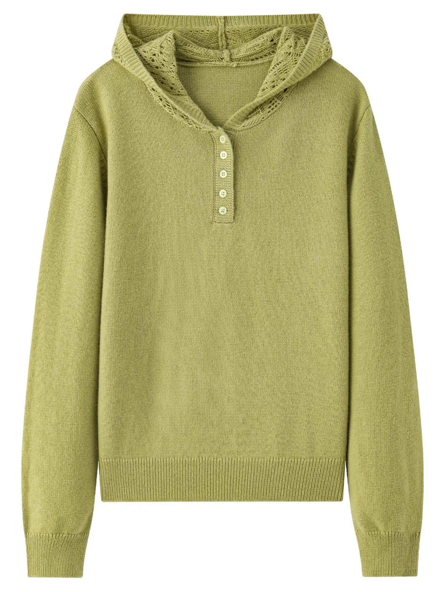 Winter Openwork Hooded Sweater Elegant Knit Pullover