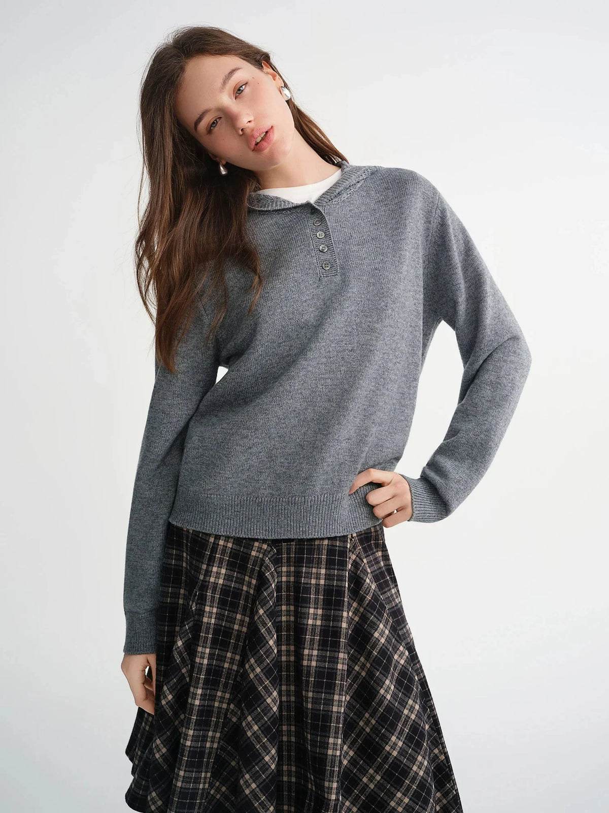 Winter Openwork Hooded Sweater Elegant Knit Pullover