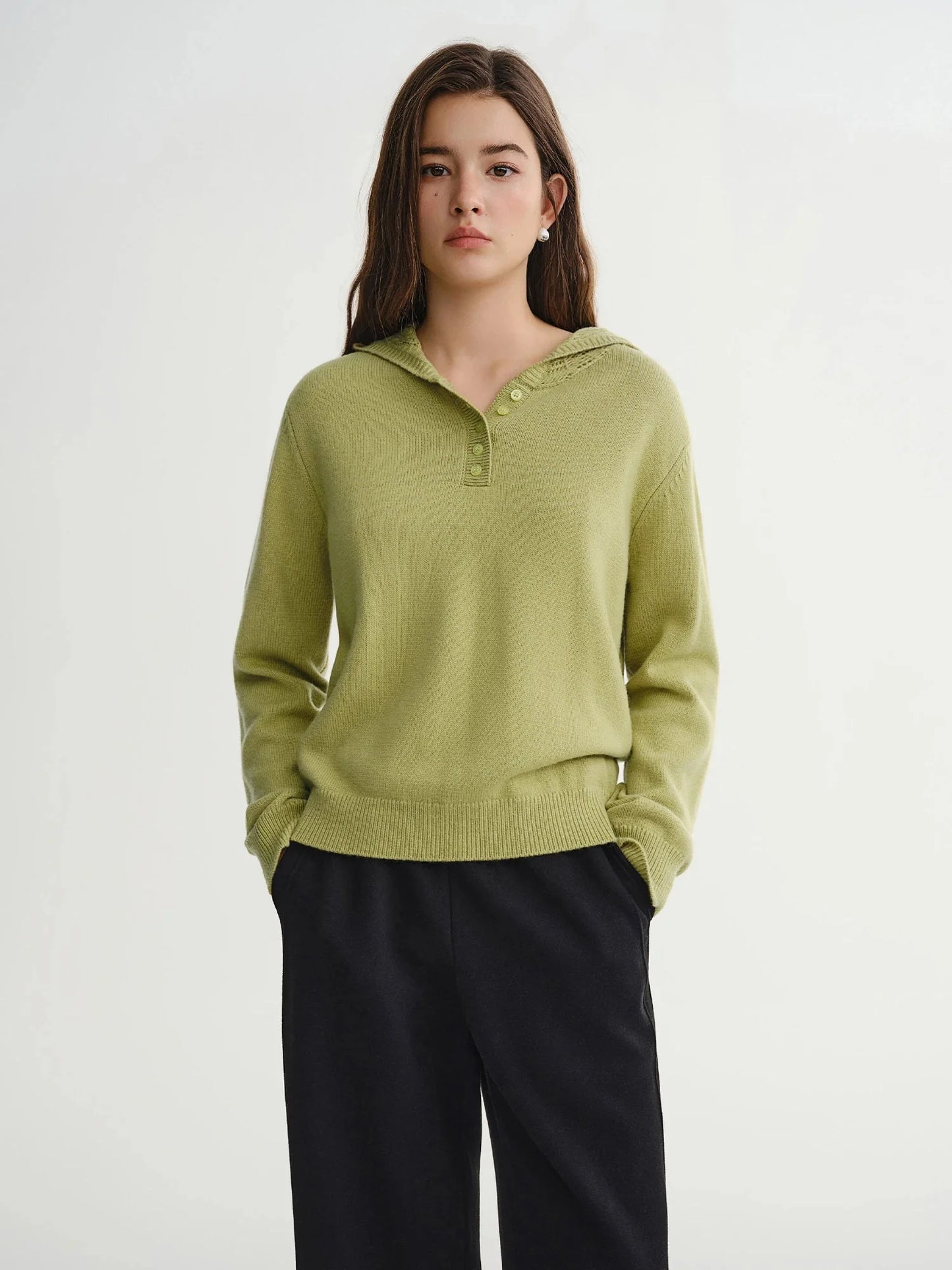 Winter Openwork Hooded Sweater Elegant Knit Pullover