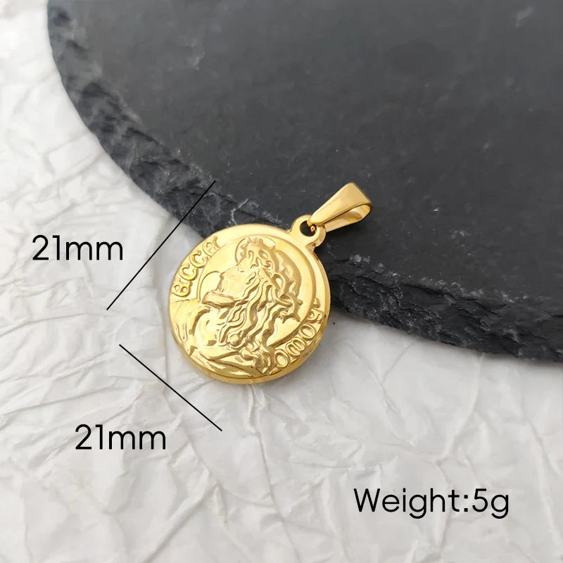 Hip - Hop Christian Father Jesus Christ Pendant Necklace: Saint Stainless Steel Jesus Piece Head Jewelry as a Men's Gift