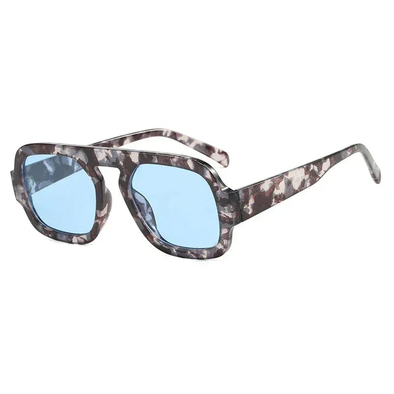 DOHOHDO 2025 Fashion Square Sunglasses Women New Retro Black Brown Thick Frame Pilot Sun Glasses Woman Chic Polygon Shades UV400