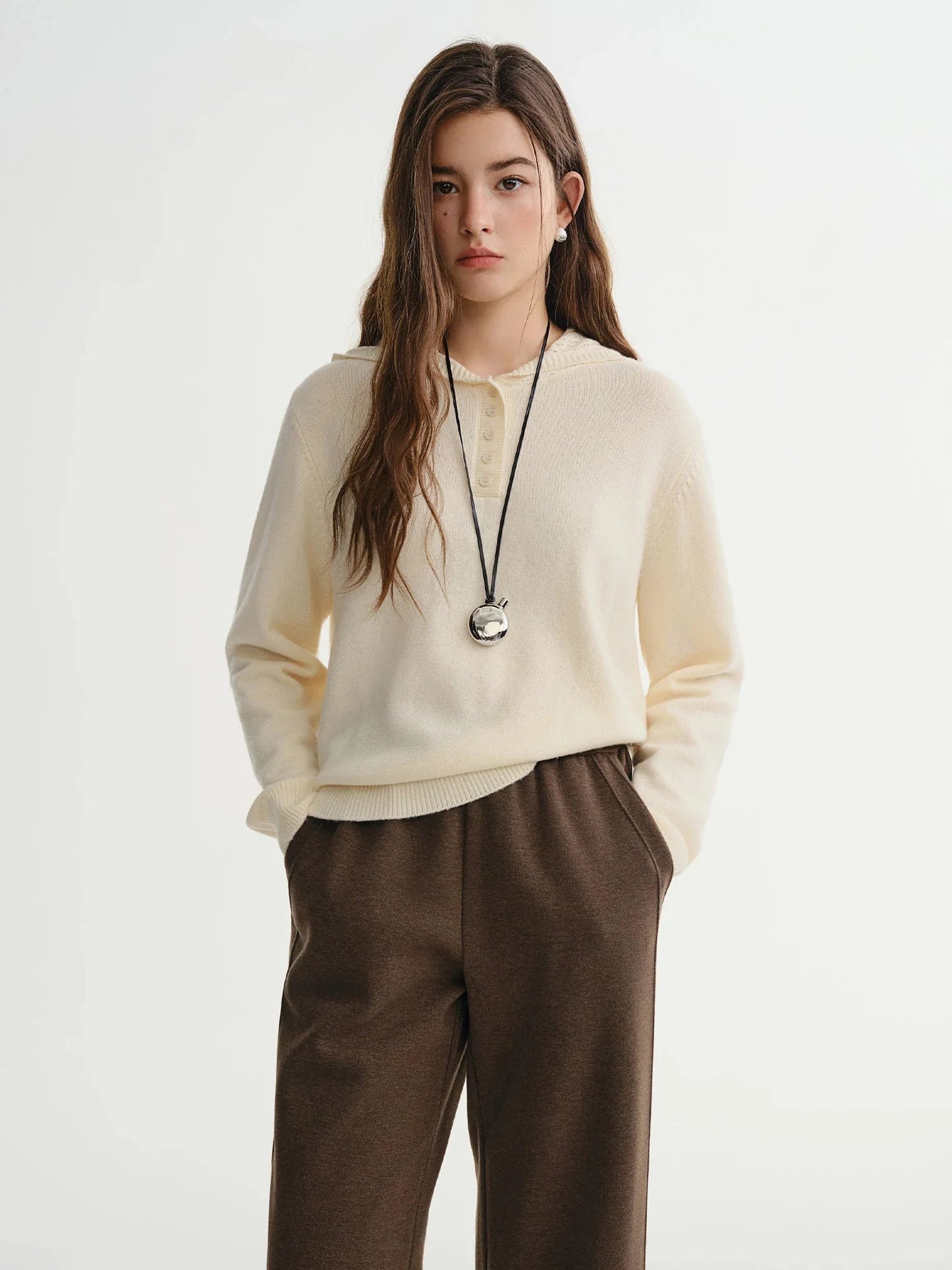 Winter Openwork Hooded Sweater Elegant Knit Pullover
