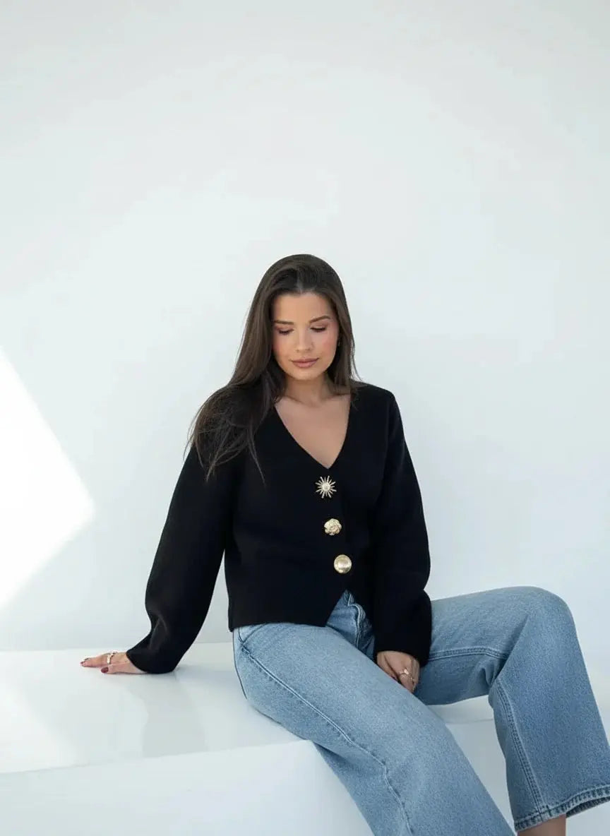 Solid Color Single-Breasted Knit Cardigan