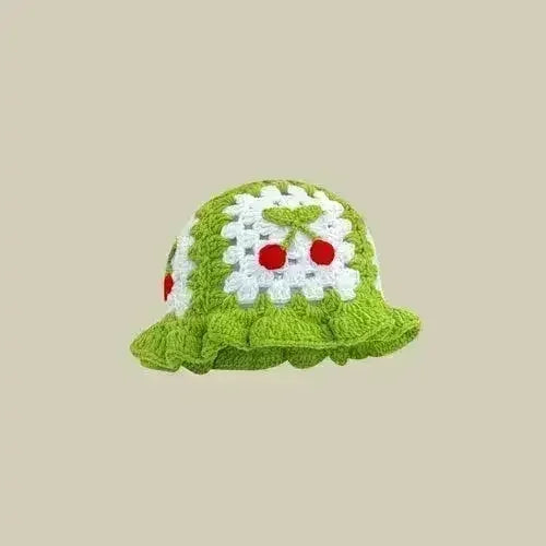 Handmade Knitted Bucket Hat - Cotton Boho Print - All-Season Stretchy Fit