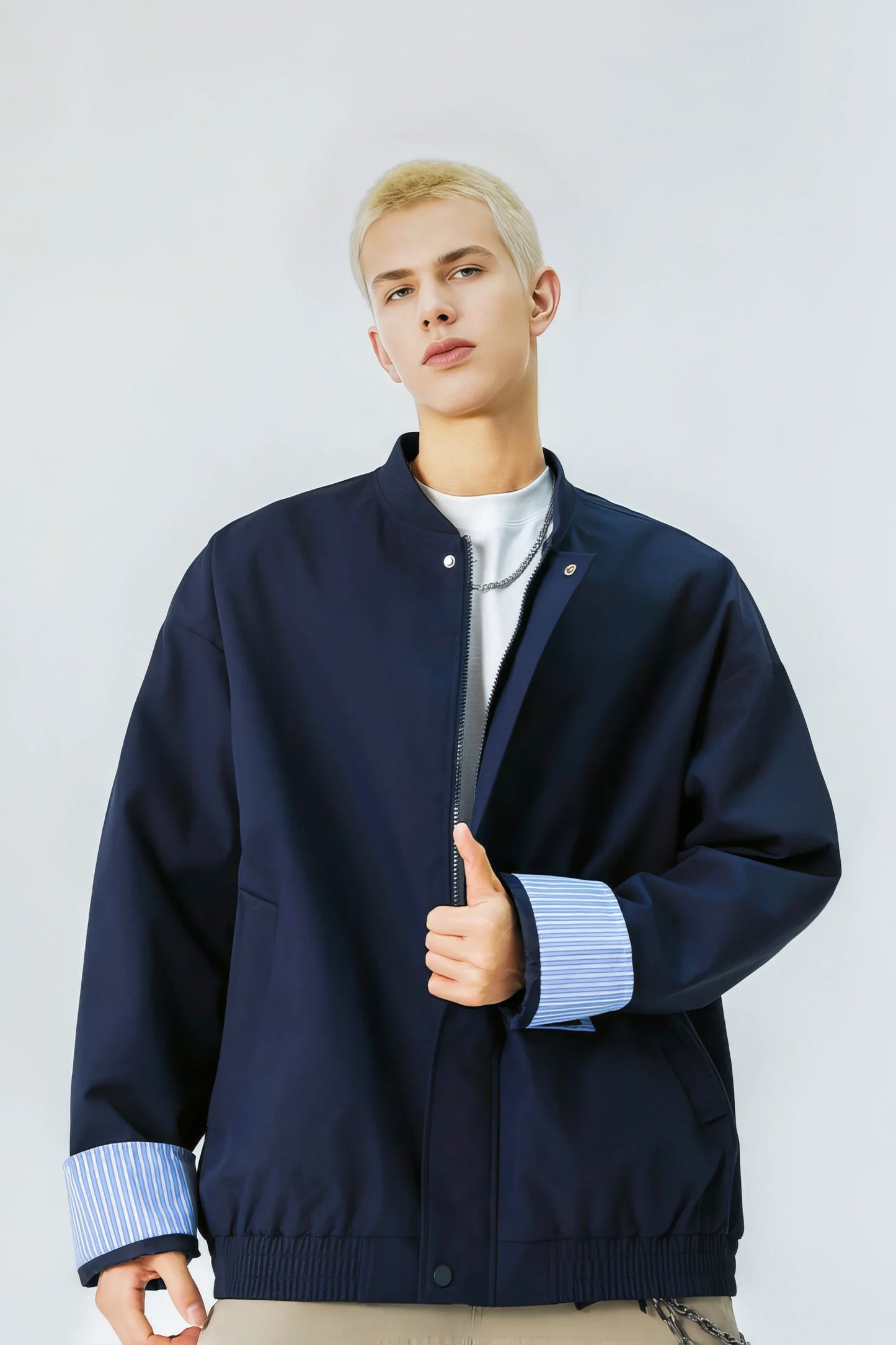 Checked Pattern Work Bomber Jacket
