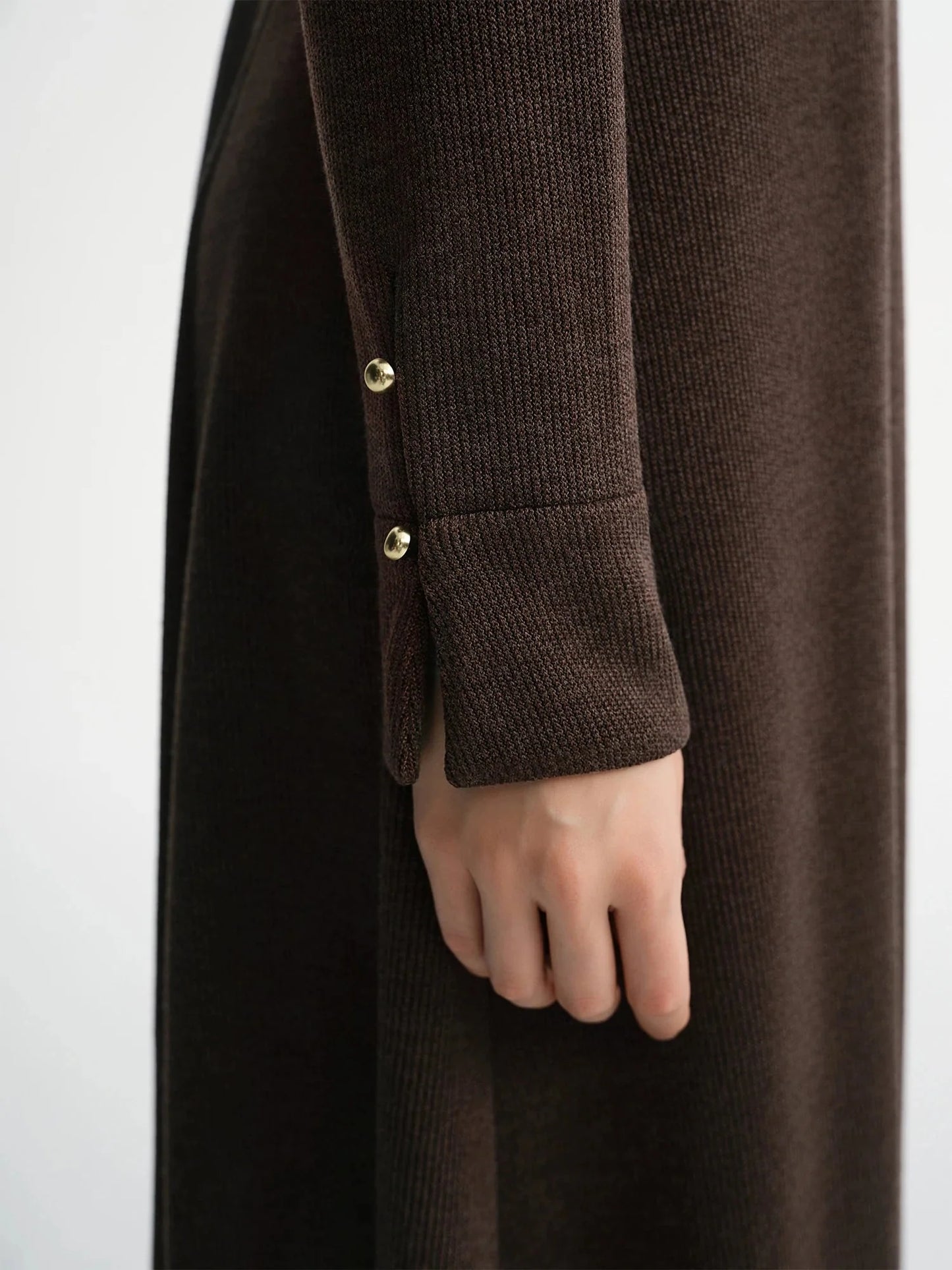 Women’s V-Neck Slant Placket Knitted Dress Retro Winter Style