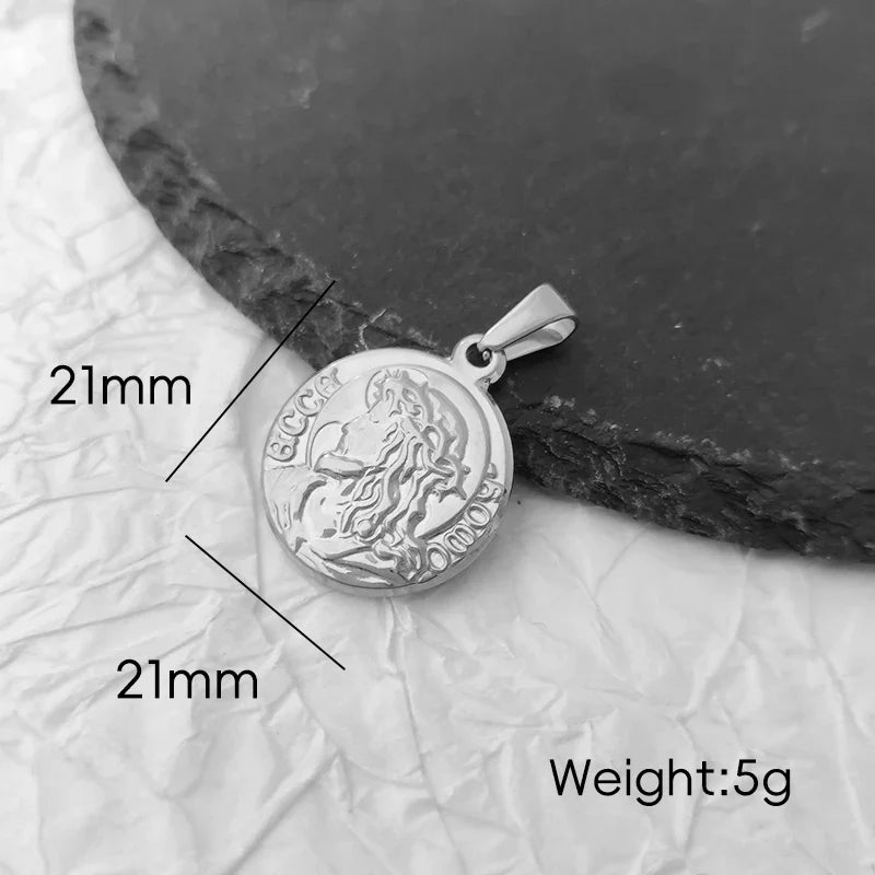 Hip - Hop Christian Father Jesus Christ Pendant Necklace: Saint Stainless Steel Jesus Piece Head Jewelry as a Men's Gift