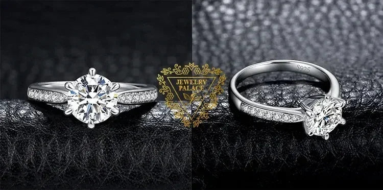 JewelryPalace Moissanite D Color 0.5ct 1ct 1.5ct 2ct 3ct Round S925 Sterling Silver Wedding Engagement Ring for Women