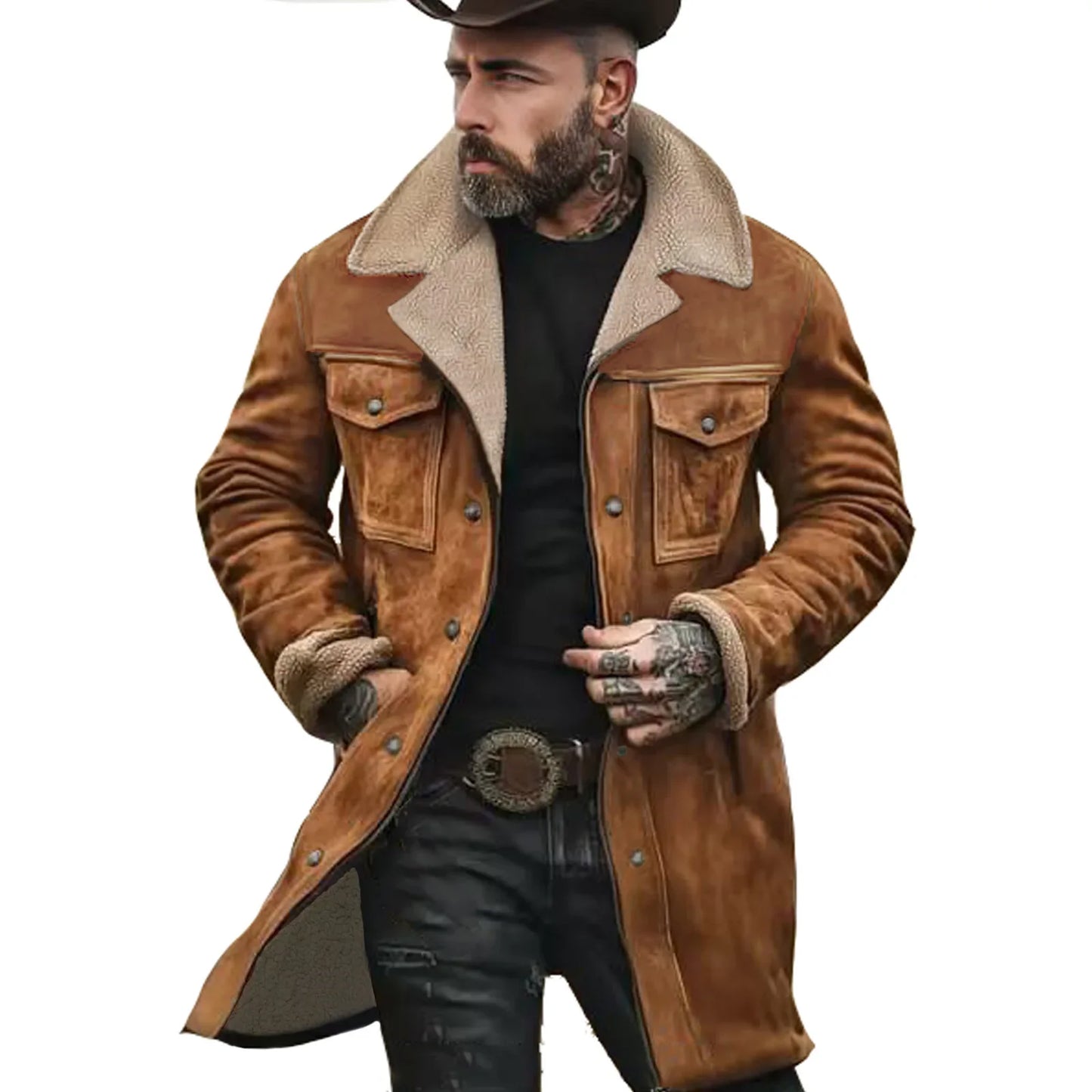 Chaqueta Ante Hombre Otoño Invierno 2025 | Abrigo Streetwear Multibolsillo