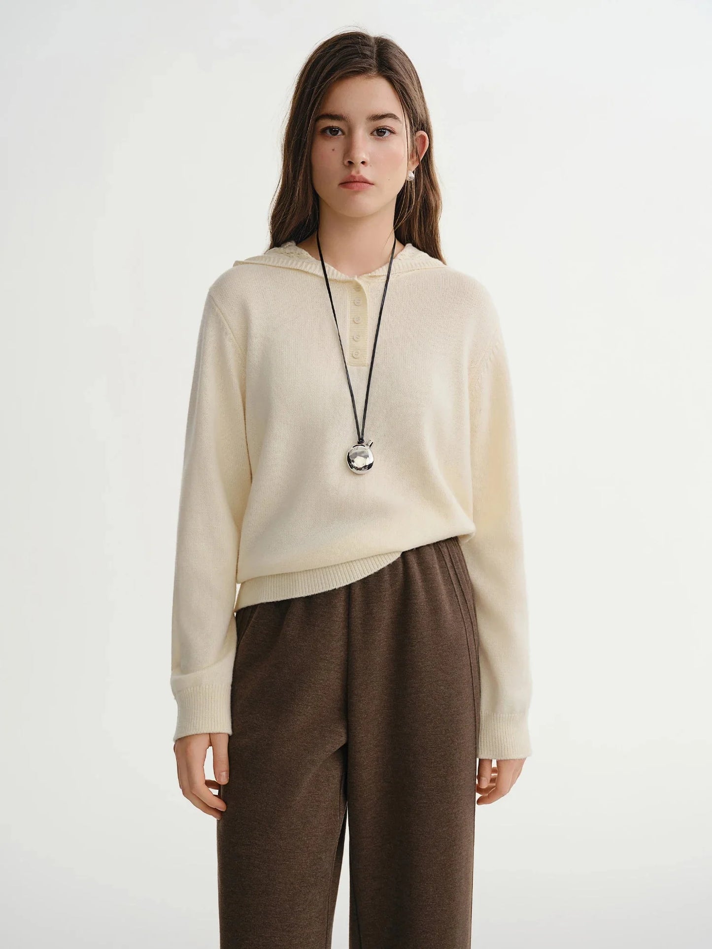 Winter Openwork Hooded Sweater Elegant Knit Pullover