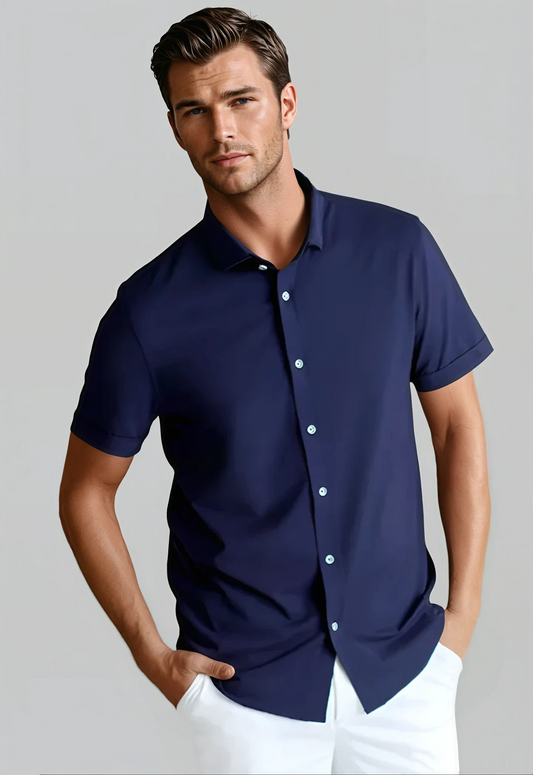 'Single Shot' Short Sleeve Shirt - Blue Night