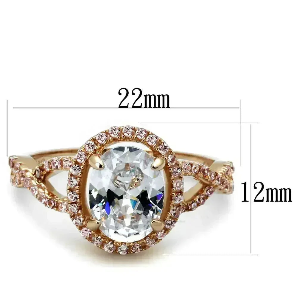 TS489 Rose Gold Sterling Silver Ring – AAA Clear CZ Solitaire