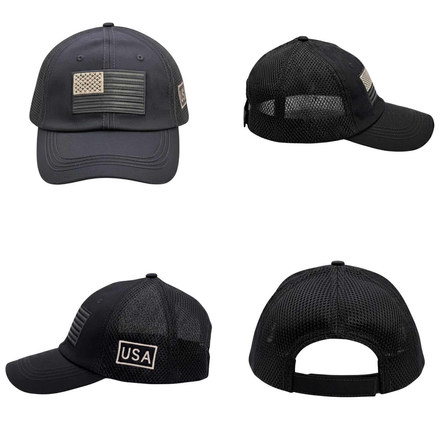 USA Tactical Trucker Cap – Double Mesh Back American Flag Hat