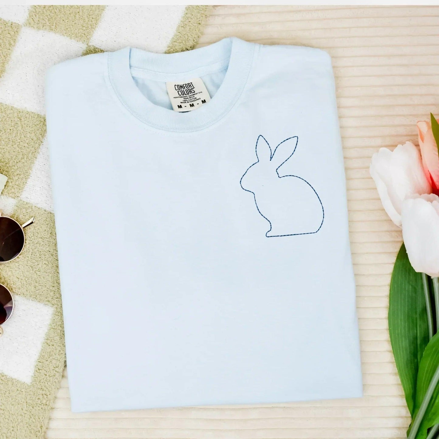 Stitched Bunny Left Chest Embroidered Comfort Color - QUICK SHIP