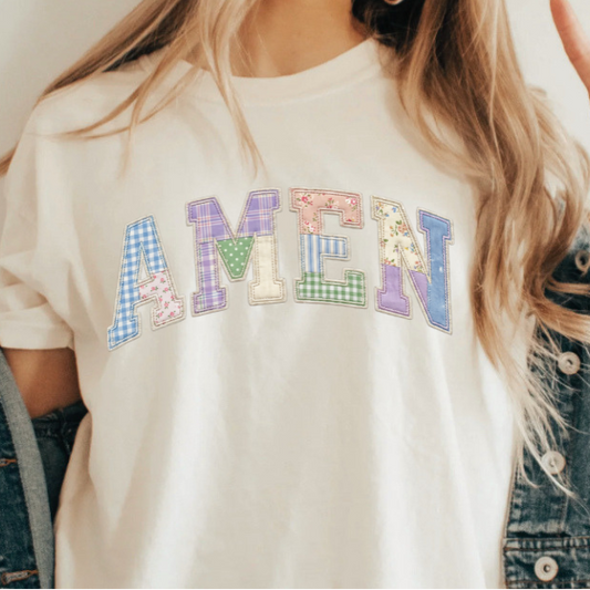 Amen faux quilted shirt | 100% Cotton Tshirt | Trendy patchwork Shirt | Stylish Trendy Apparel nn