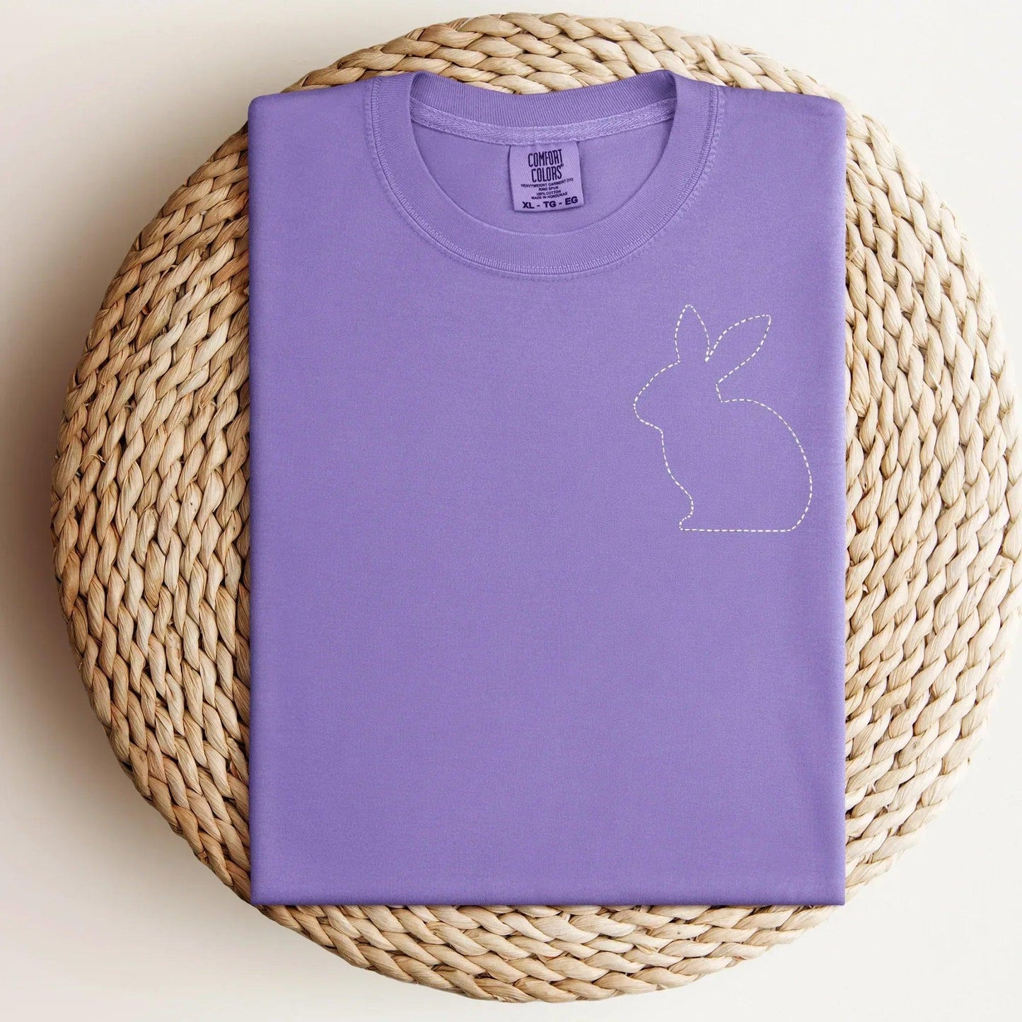 Stitched Bunny Left Chest Embroidered Comfort Color - QUICK SHIP