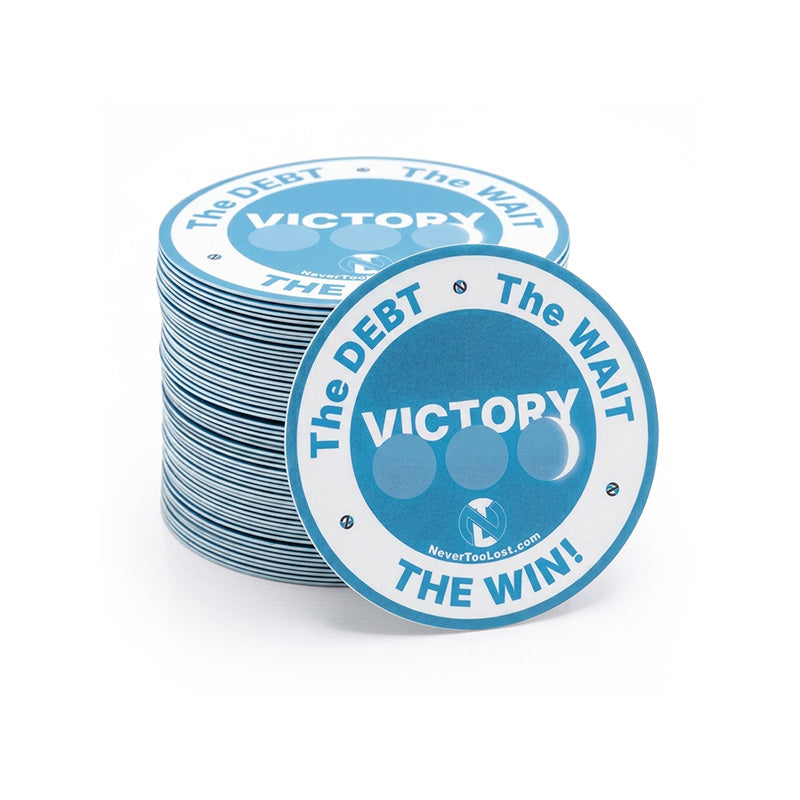 VICTORY Circular Vinyl Sticker – The Debt • The Wait • The Win