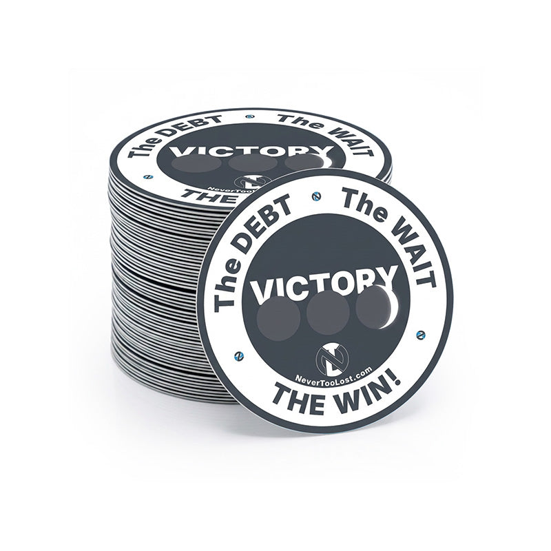VICTORY Circular Vinyl Sticker – The Debt • The Wait • The Win