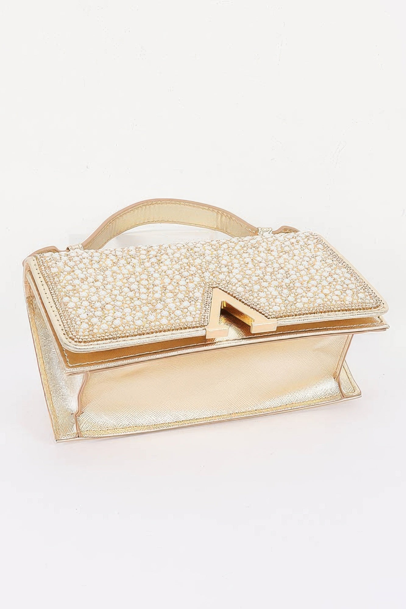Rhinestone And Pearl Flap Clutch