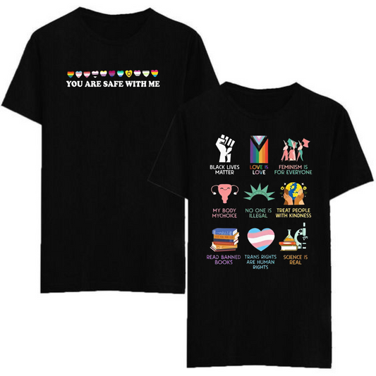 "You Are Safe With Me" T-Shirt – Human Rights Equality Shirt, LGBTQ+ Ally Tee