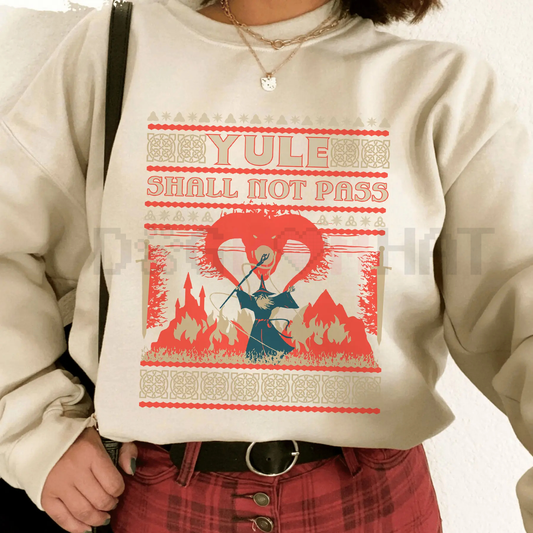 'Yule Shall Not Pass' Balrog Death Metal Font LOTR Ugly Christmas Sweater