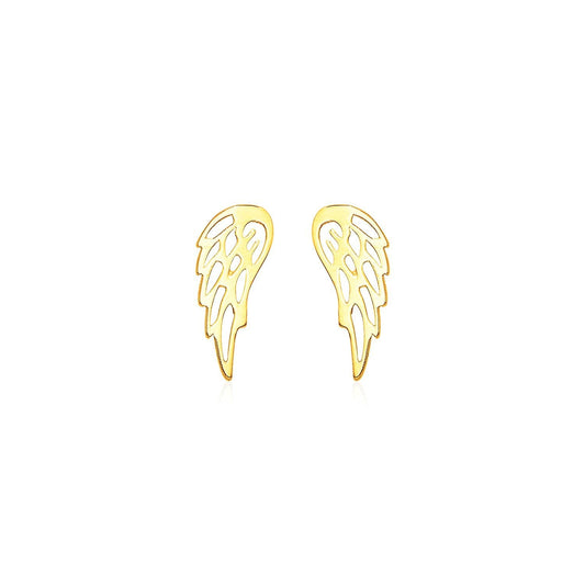 14k Yellow Gold Polished Wing Post Earrings