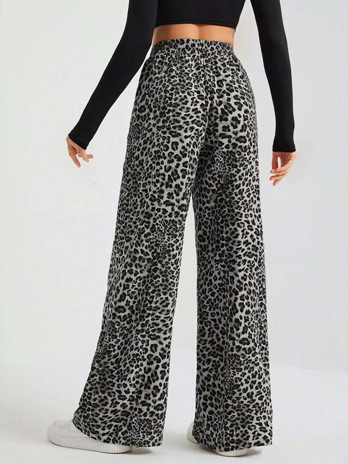 Full Size Leopard Print Wide Leg Pants Plus Size