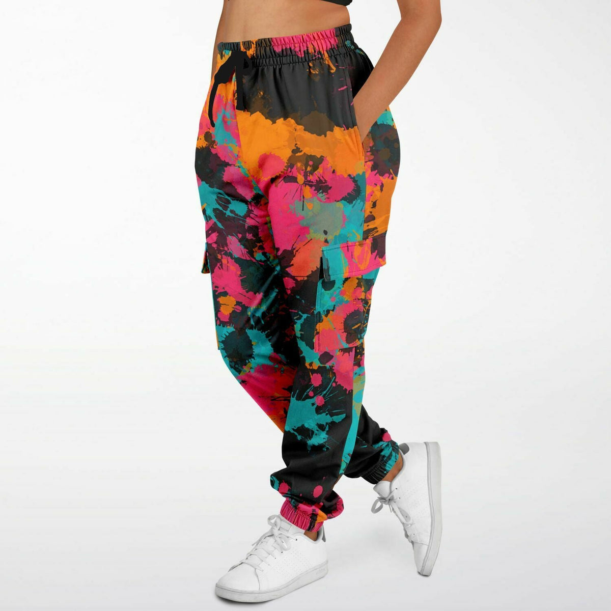 Fiesta Colors Paint Splatter Unisex Cargo Joggers (Fleece Lined)