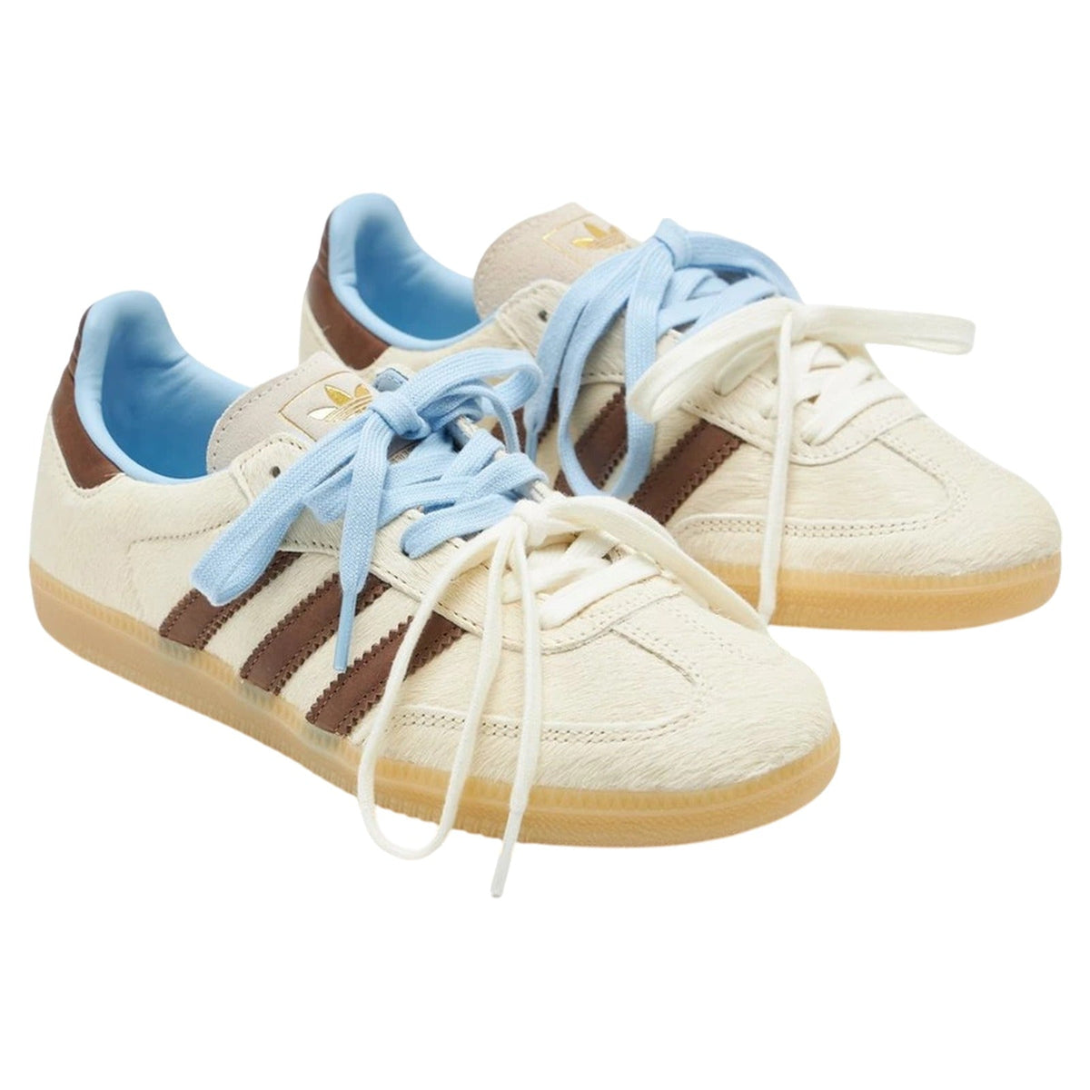 Adidas Samba OG Cream Dark Brown Blue Pony Hair (Women's)