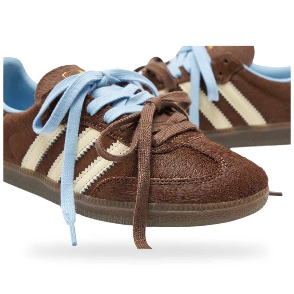 Adidas Samba OG Dark Brown Cream Blue Pony Hair (Women's)