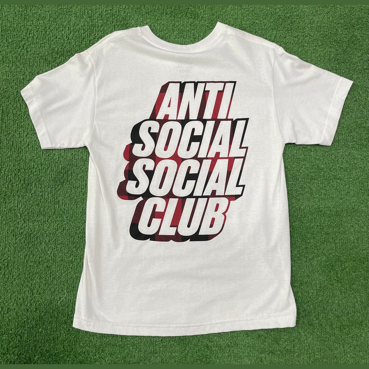 Anti Social Social Club Plaid Red Tee White