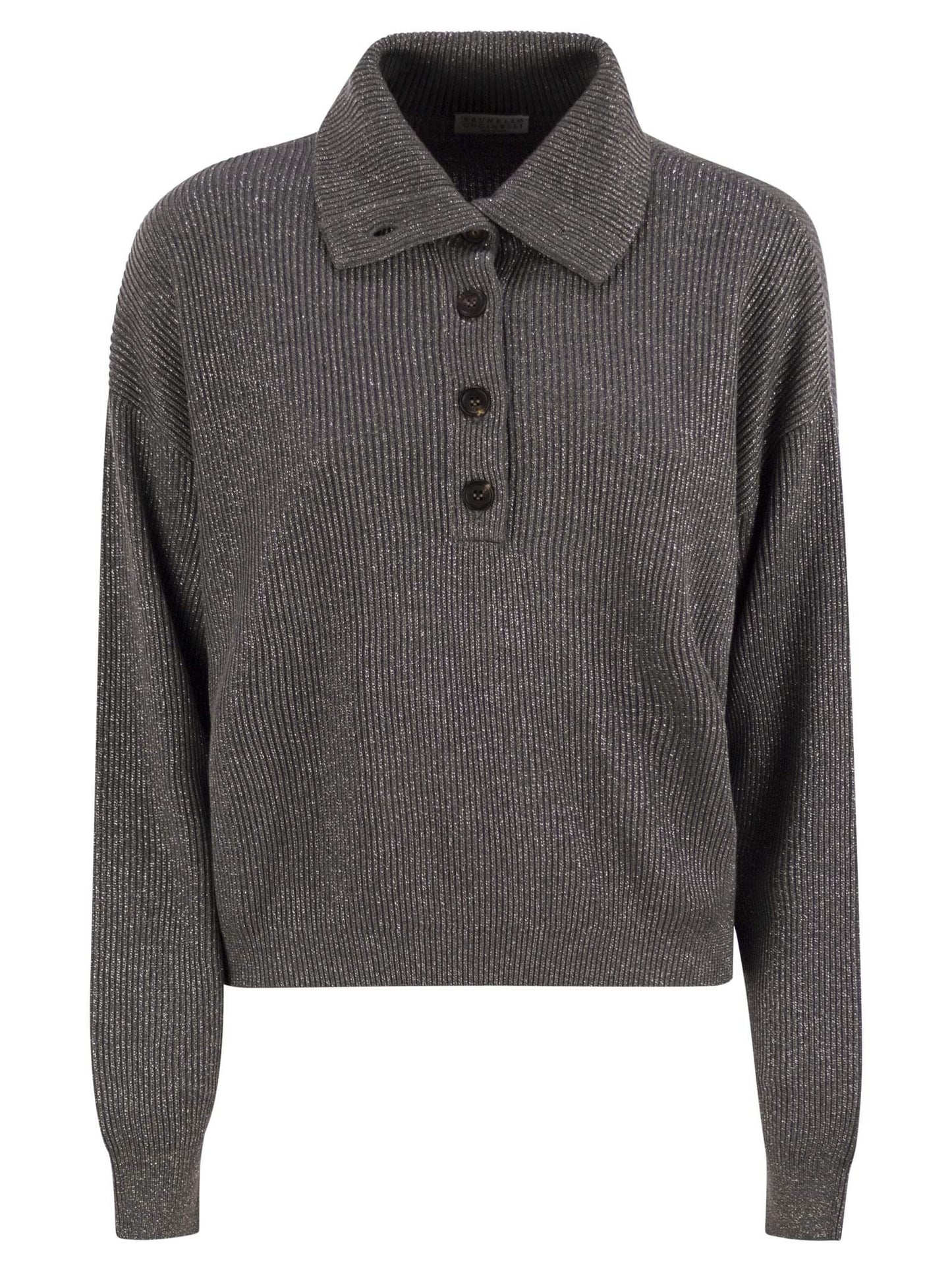 Brunello Cucinelli Women Cotton And Viscose Rib Knit High Collar
