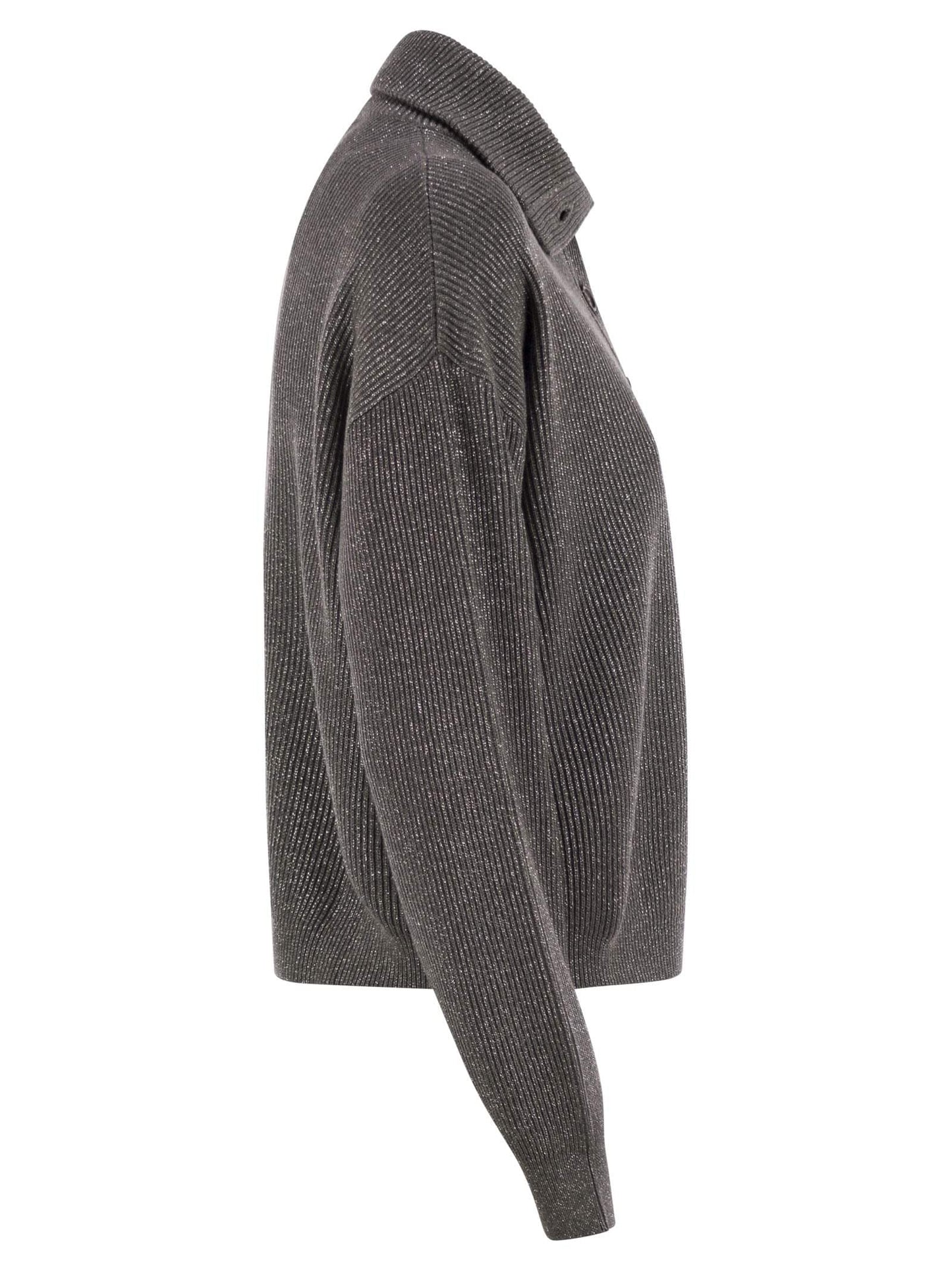 Brunello Cucinelli Women Cotton And Viscose Rib Knit High Collar