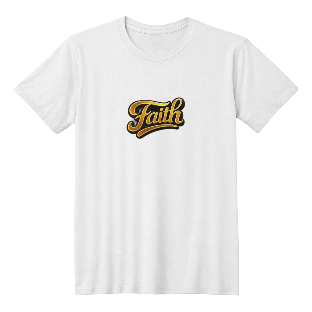 Faith Script Christian Shirt – Bold Minimalist Gold Faith Apparel
