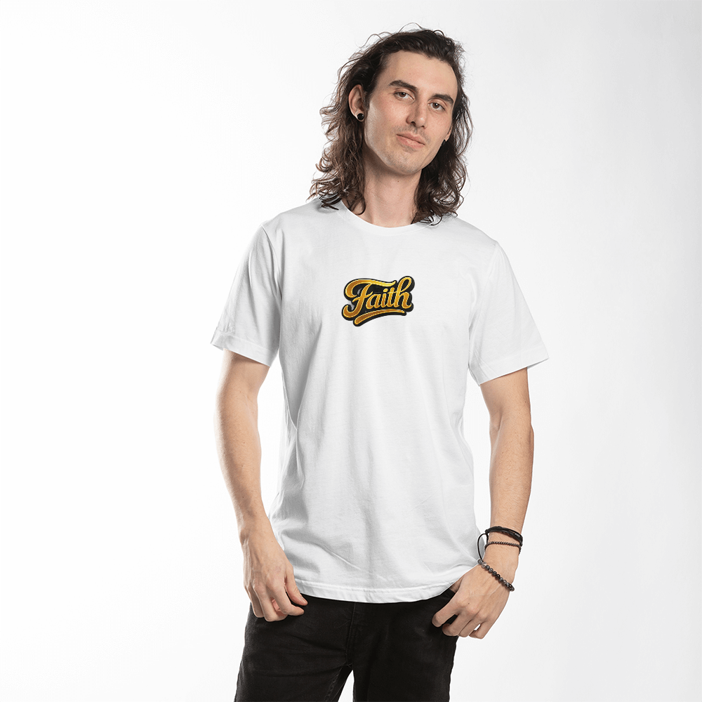 Faith Script Christian Shirt – Bold Minimalist Gold Faith Apparel