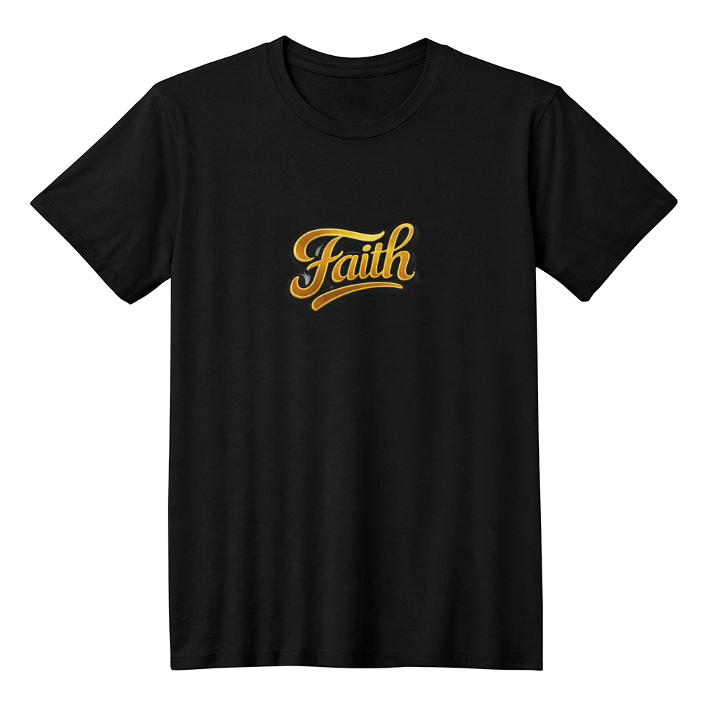 Faith Script Christian Shirt – Bold Minimalist Gold Faith Apparel