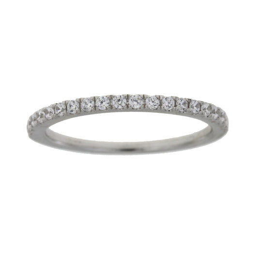 Cubic Zirconium Wedding Band Ring Sterling Silver