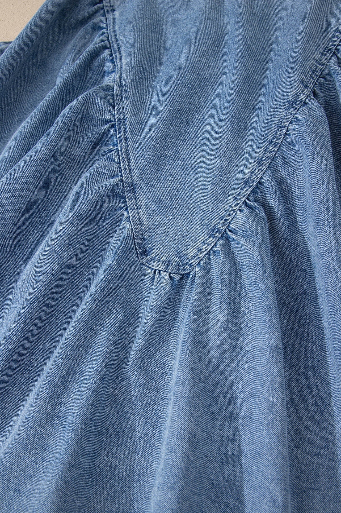 Myosotis Denim Pleated Patchwork Sleeveless Top